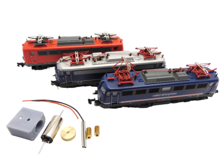micromotor NF049C  N motor ombouwset voor Fleischmann E 10.12, E 10.2, E 10.3, BR 110, BR 110.1, u.a.