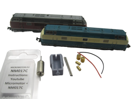 micromotor NM017C ombouwset voor Minitrix V200, BR 221, BR Class 42 Warship