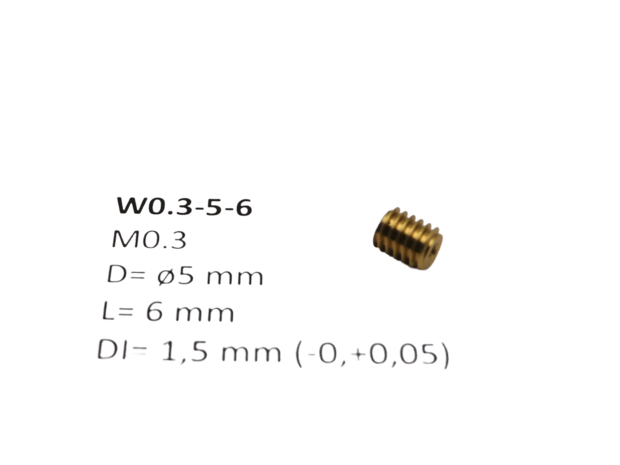 W0.3-5-6 M0.3 D=&oslash;5 L=6 DI=1.5 mm wormwiel