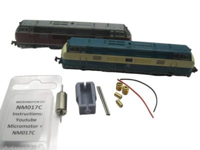 micromotor NM017C ombouwset voor Minitrix V200, BR 221, BR Class 42 Warship